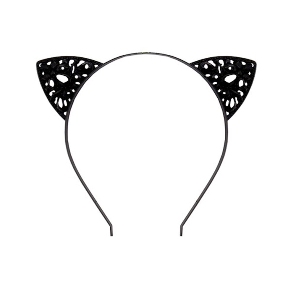 Shop Women S Cat Ears Metal Headband Rhinestones Black One