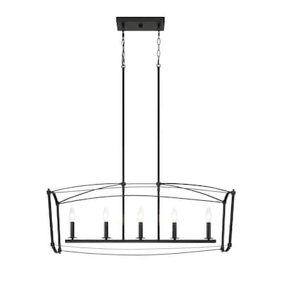5-Light 36-in Matte Black Pendant Light