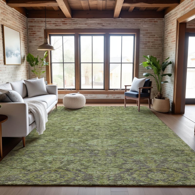 Premium Washable Super Soft Vintage Farmhouse Mayfield Rug - Green - 9' x 12'