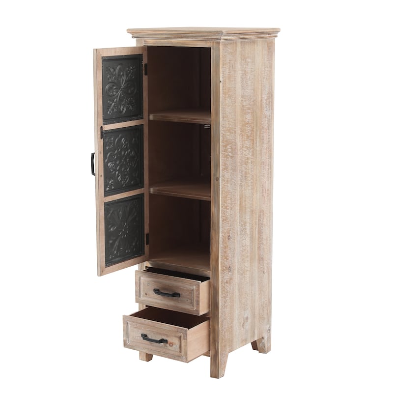 Rustic Wood 2-Drawer 1-Door Storage Cabinet - 48.23" H x 15.75" W x 15.16" D