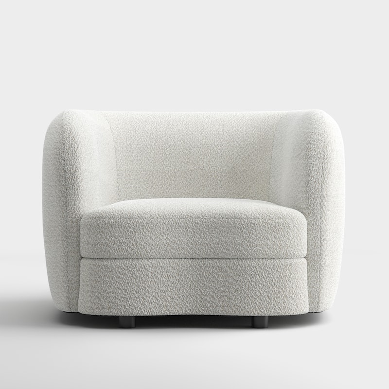 Furniture of America Ophelia Modern Curved Arms Boucle Accent Chair with Kidney Style Seat and Round Wooden Legs