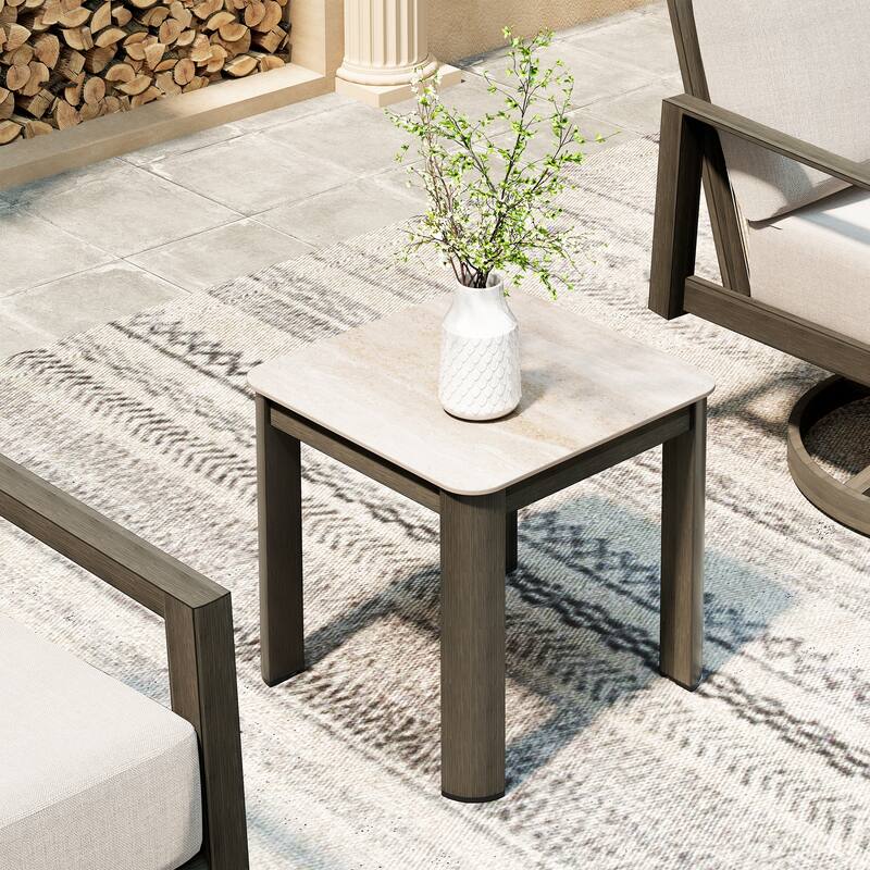 Nimbus 1-Piece Brown Aluminum Outdoor Side Table - 19 x 19