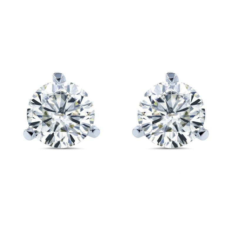 Annello by Kobelli 14k Gold Round Brilliant Moissanite Stud Earrings