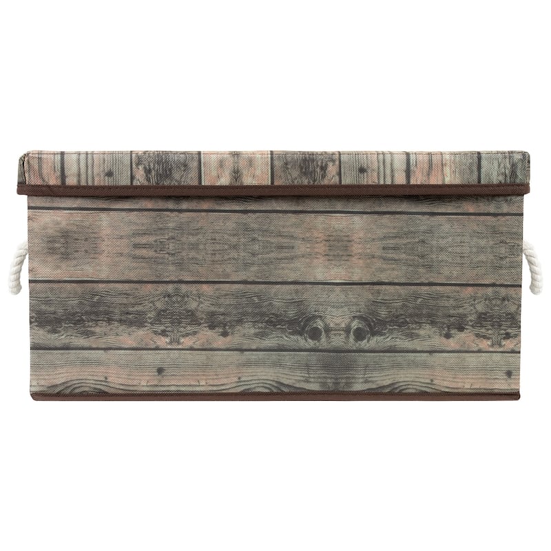Wooden Pattern Storage Box Brown 2 Pack