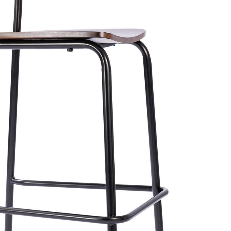 Commercial Solid Wood Bar Stool with Frame and Antique Finish - 19.75"W x 22.25"D x 44.5"H