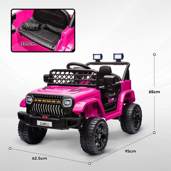 dimension image slide 5 of 6, 12V Kids Electric Car with Dual Motors, Remote Control, Music, and 60-Minute Run Time