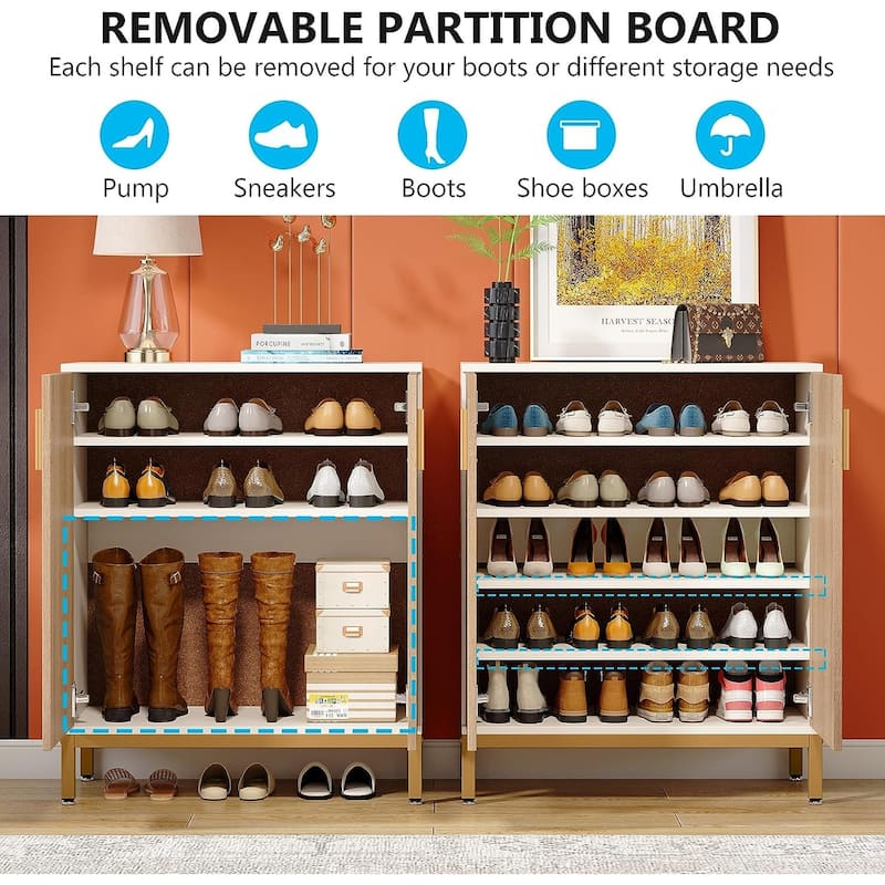20 Pairs Shoe Storage Cabinet for Entryway, Freestanding Shoe Rack Organizer