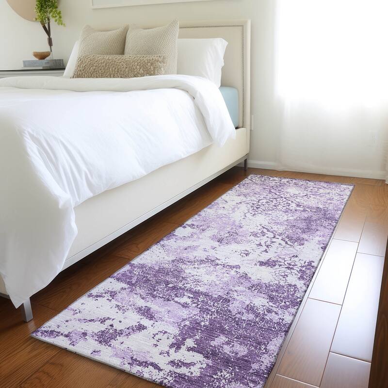 Machine Washable Indoor/ Outdoor Chantille Distressed Traditional Rug