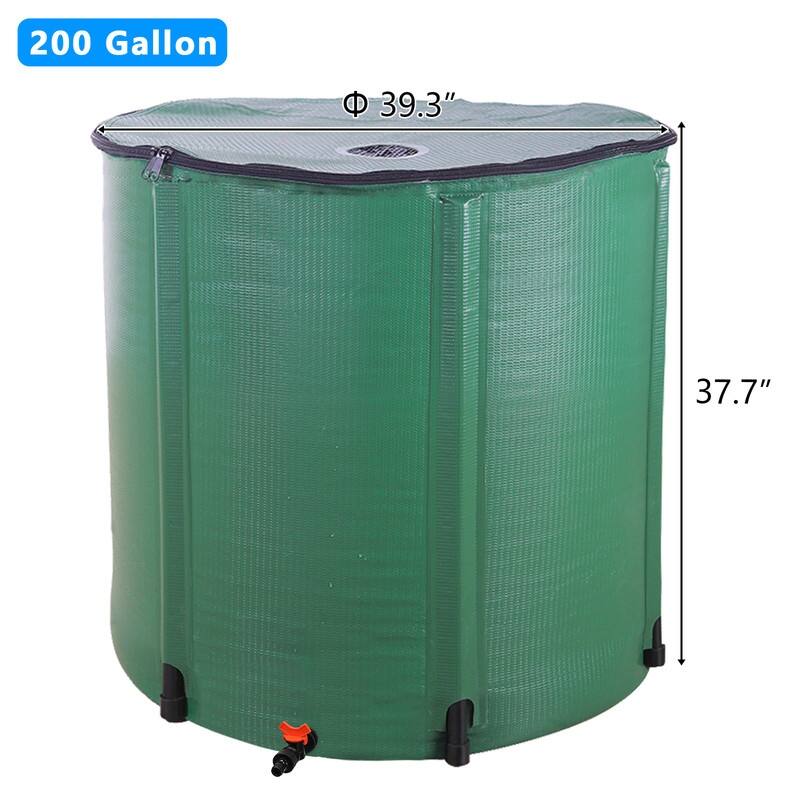 200 Gallon Green Folding Rain Barrel Water Collector - 39.3x37.7 - 39.3x37.7