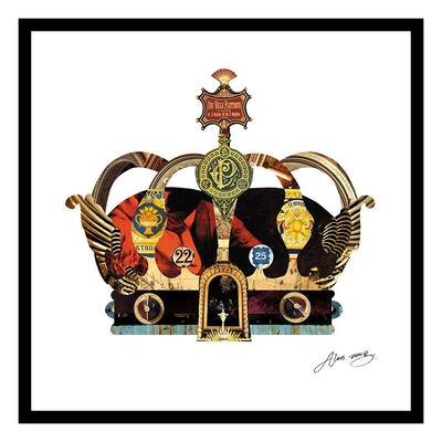 Crown w Round Arches Hand Made Art Collage by Alex Zeng in Solid Wood Black Frame