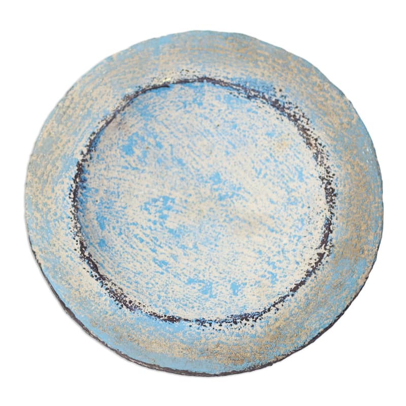 Novica Handmade Blue Ewe Agbah Ceramic Catchall