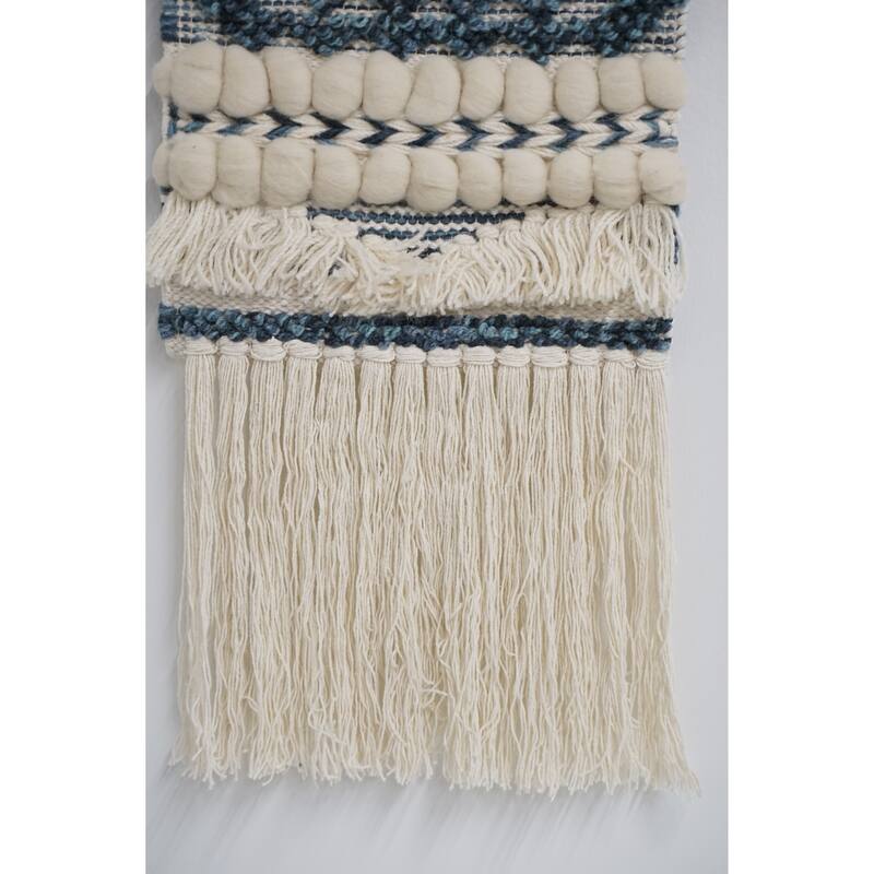 Home&Manor Wool and Cotton Macrame Wall Hanging with Rod Included - Exact Size