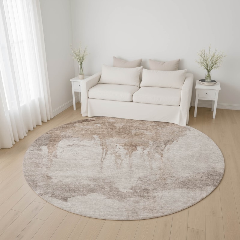 Premium Washable Super Soft Abstract Mayfield Rug - Taupe - 8' x 8'