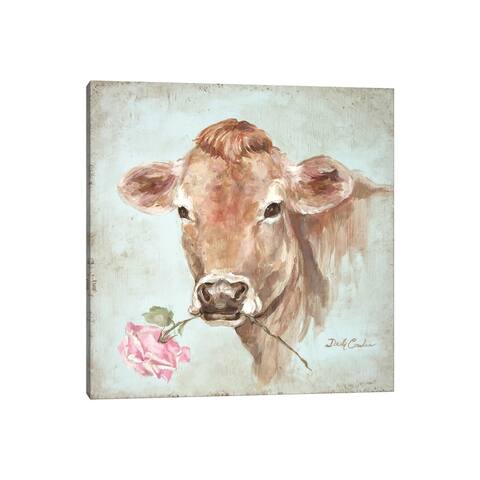 iCanvas 'Cow With Rose' by Debi Coules Canvas Print