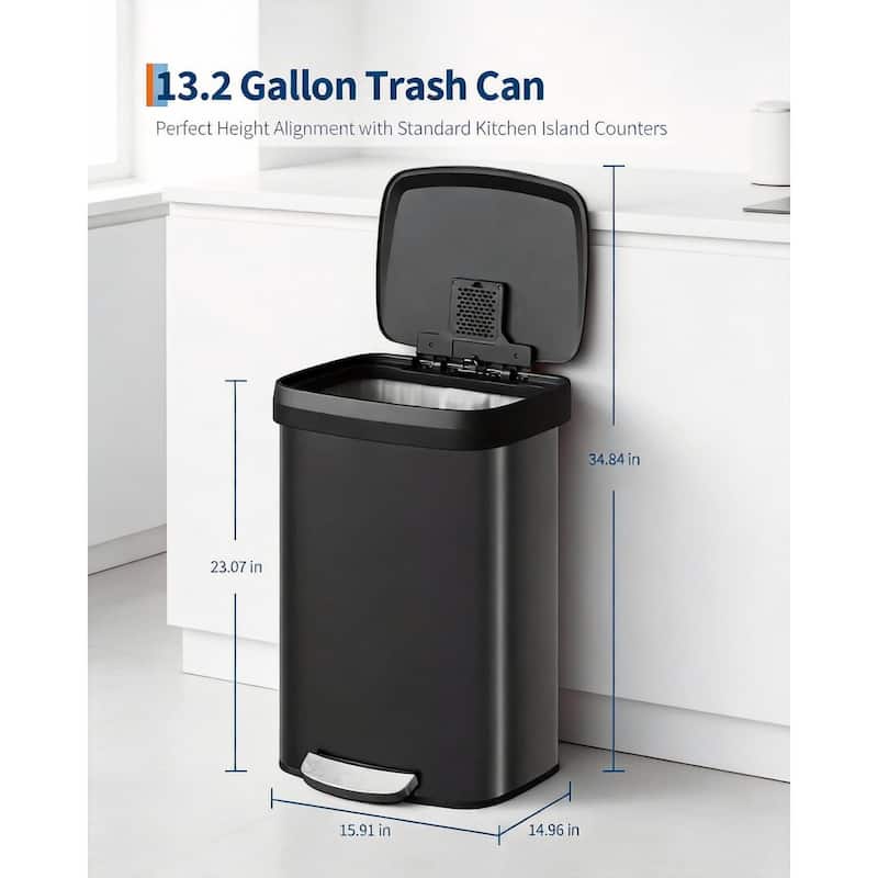Metal Step-on Trash Can, with Lid