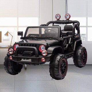 Kids' 24V Electric Ride-On Car, High-Low Speed, Pull Rod Design, Multimedia Player, and Rear Suspension System