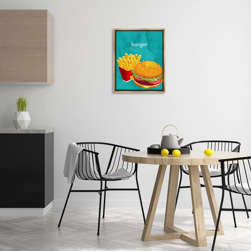 Stupell Satisfying Burger & Fries Framed Floater Canvas Wall Art Design By Kim Allen
