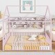 preview thumbnail 26 of 70, Metal House Bed with Metal Grid and Storage Shelves, Twin/Full Size Floor Montessori Bed with Roof Frame and Fence Guardrails