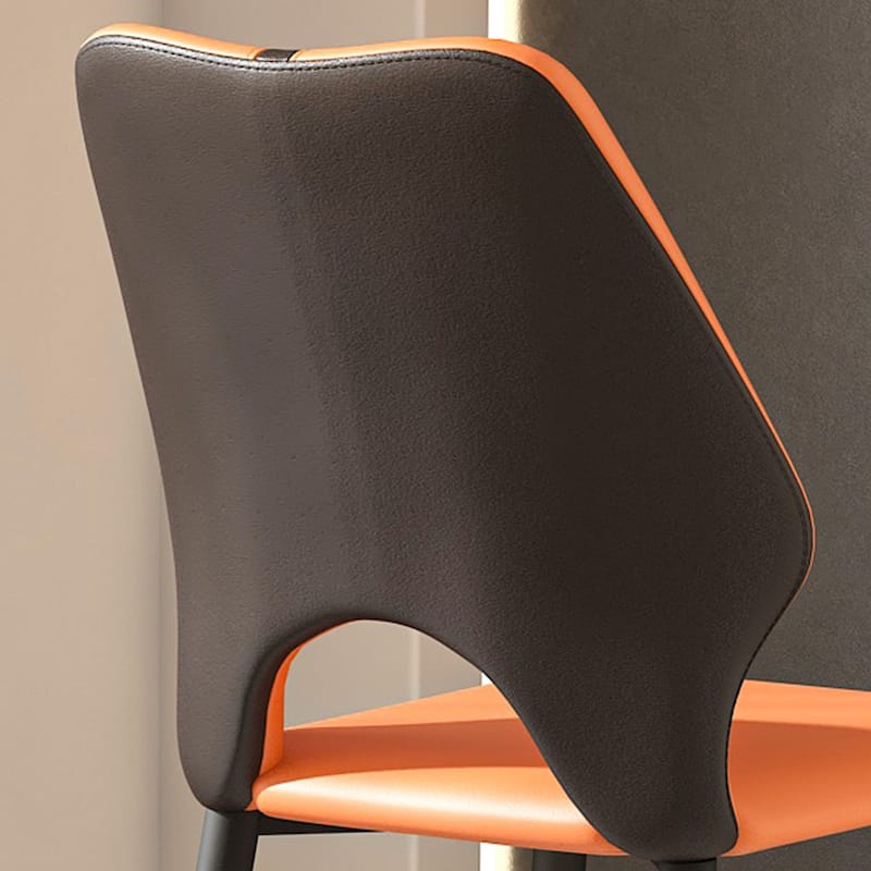 Modern 2 Piece PU Metal Kitchen Dining Chair with Soft Cushions, Non Slip Foot Pads for Dining Room Kitchen Living Room Bedroom