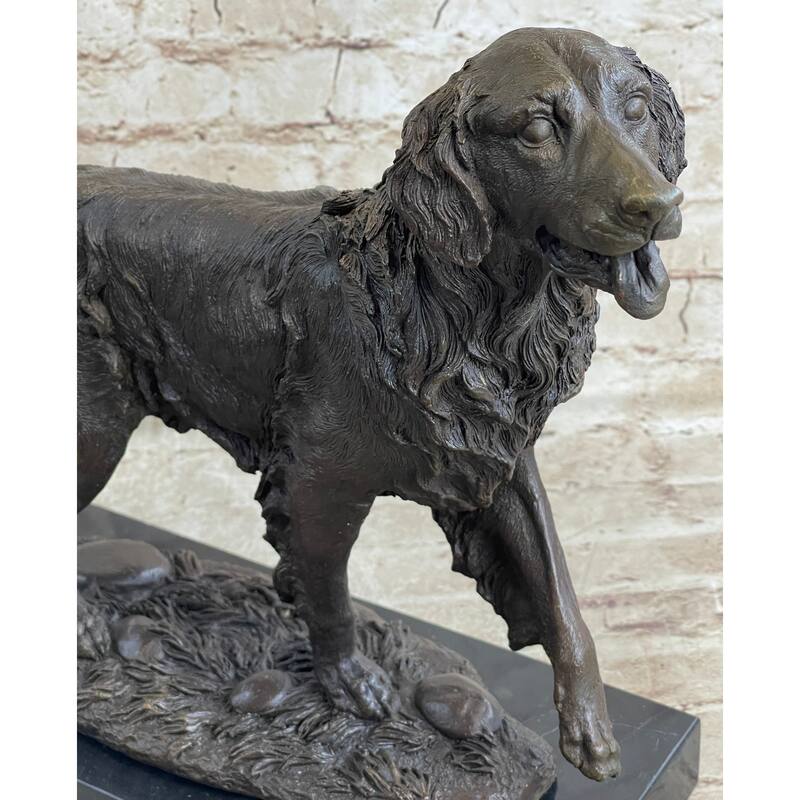 Golden Retriever Show Trial Bronze Marble Base Imitative Dog Statue Deco Breeder Trainer