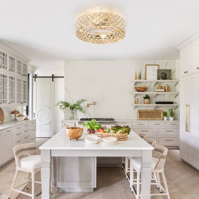 19-in Gold/ Satin Nickel Low Profile Ceiling Fan with Remote Control(7-blade)