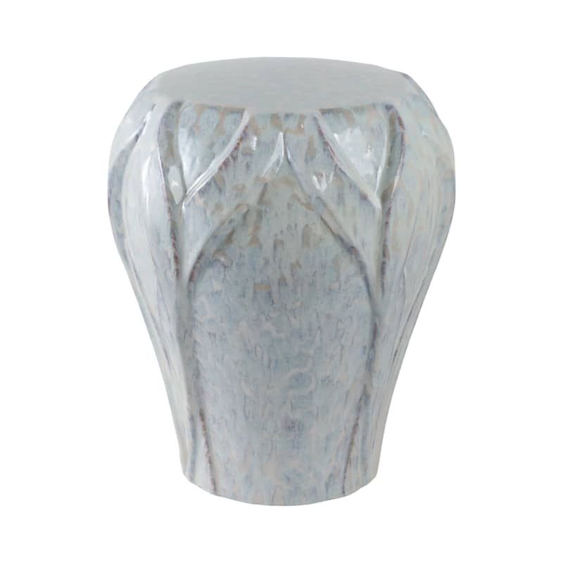 Ceramic Garden Stool Textured Glaze Modern Accent - 18" Ivory