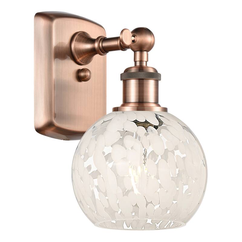 Innovations Lighting 516-1W-9-6 White Mouchette Sconce White Mouchette - Antique Copper / White Mouchette