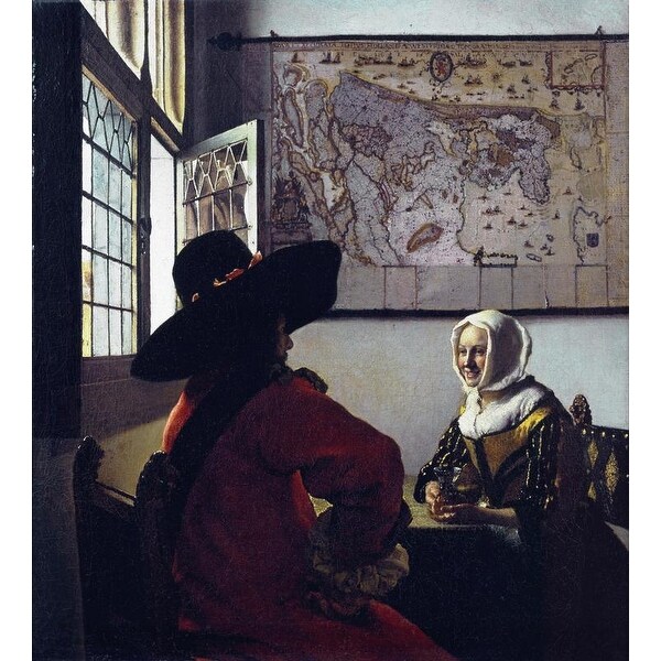 Easy Art Prints Johannes Vermeer's 'Officer and a Laughing Girl' Premium Canvas Art
