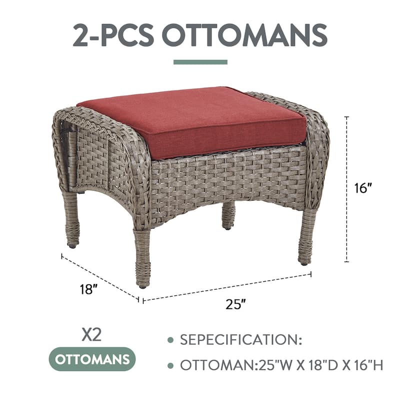 Outdoor Patio Ottoman with Seat Cushion