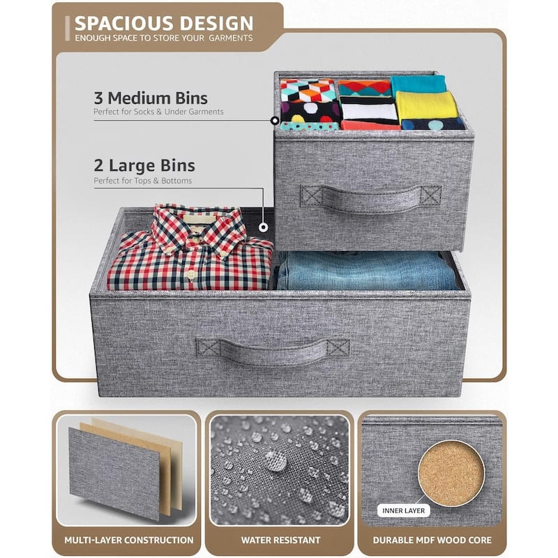 Sorbus 5 Drawer Wide Short Dresser