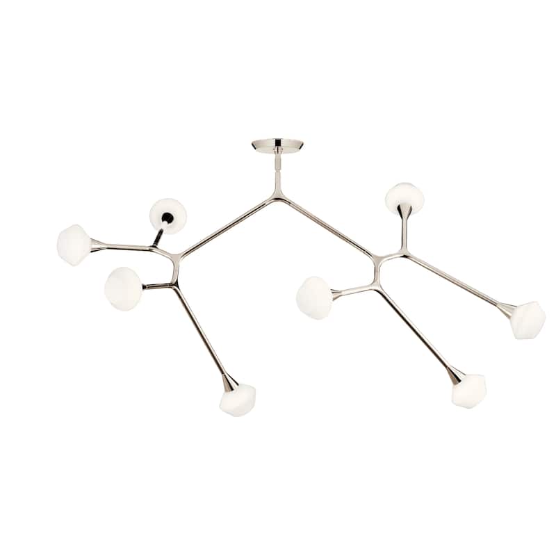 Cassius 61.25 Inch 8 Light Convertible Chandelier with Opal Glass in Polished Nickel