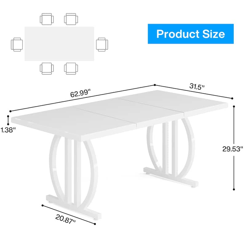 Dining Table for 4-6 People, 63-Inch Large Dining Room Table, High Glossy Finished