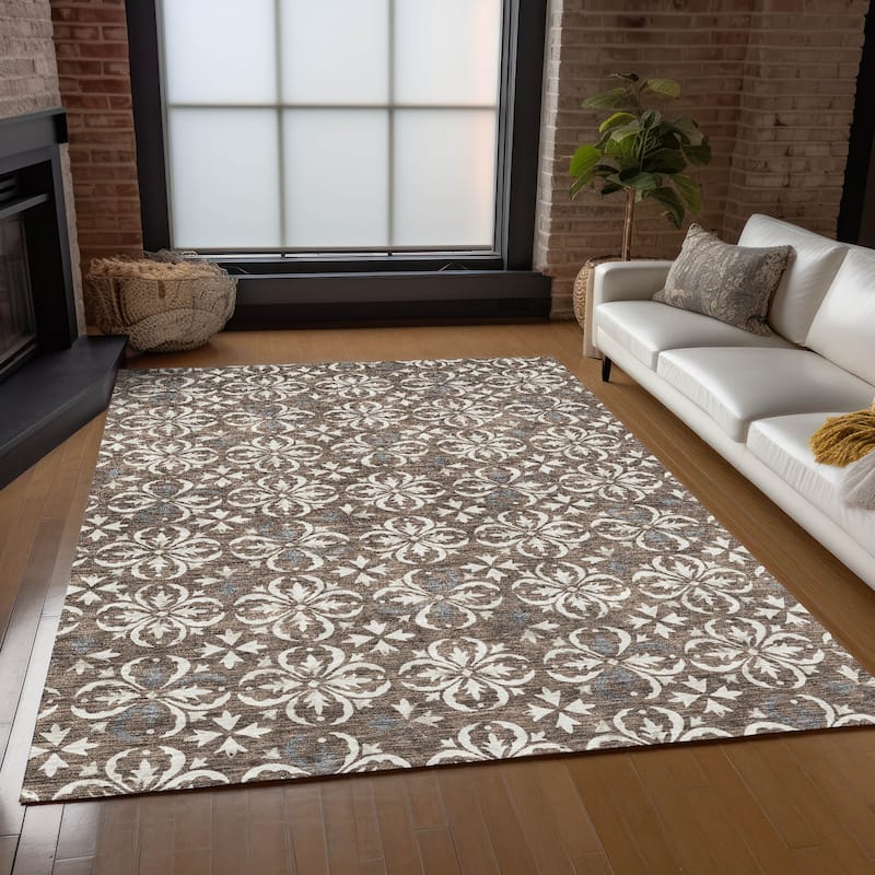 Machine Washable Indoor/ Outdoor Chantille Traditional Medallion Rug
