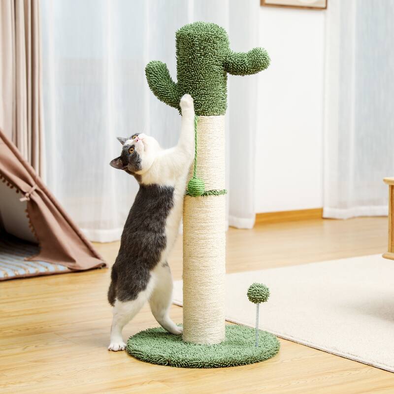 Large Cactus Cat Scratching Post with Natural Sisal Ropes, Cat Scratcher
