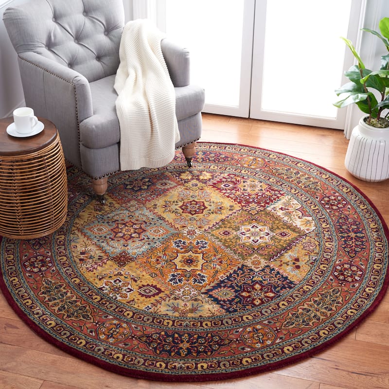 SAFAVIEH Handmade Persian Legend Walti Traditional Oriental Wool Rug - 8' Round - Red/Rust