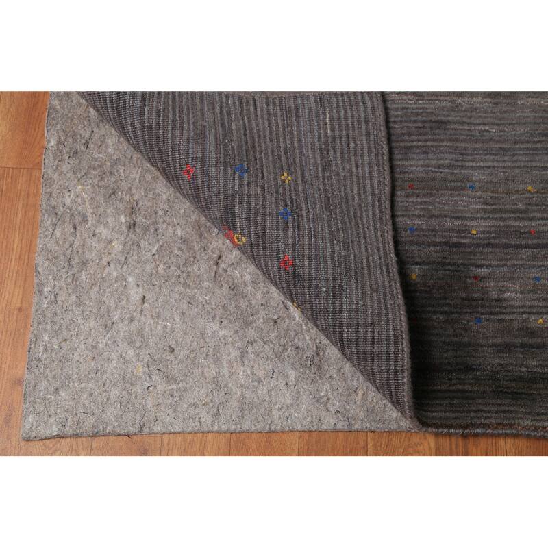 Striped Gabbeh Square Area Rug Handmade Wool Carpet - 9'10"x 9'7"