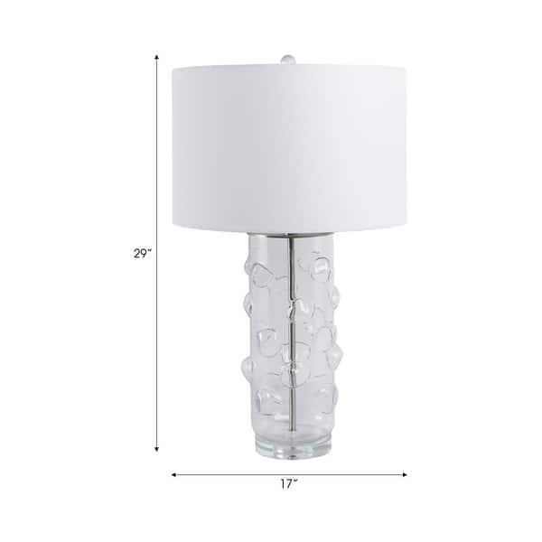 dimension image slide 1 of 2, Glass Bubble Table Lamp with Crystal Accents and Cylinder Base