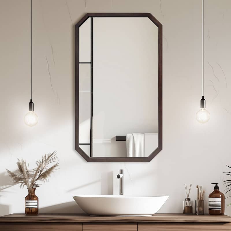 Octagon Panel Black Framed Wall Mirror