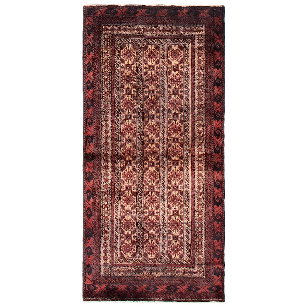 ECARPETGALLERY Hand-knotted Royal Baluch Beige Wool Rug - 3'1 x 6'7