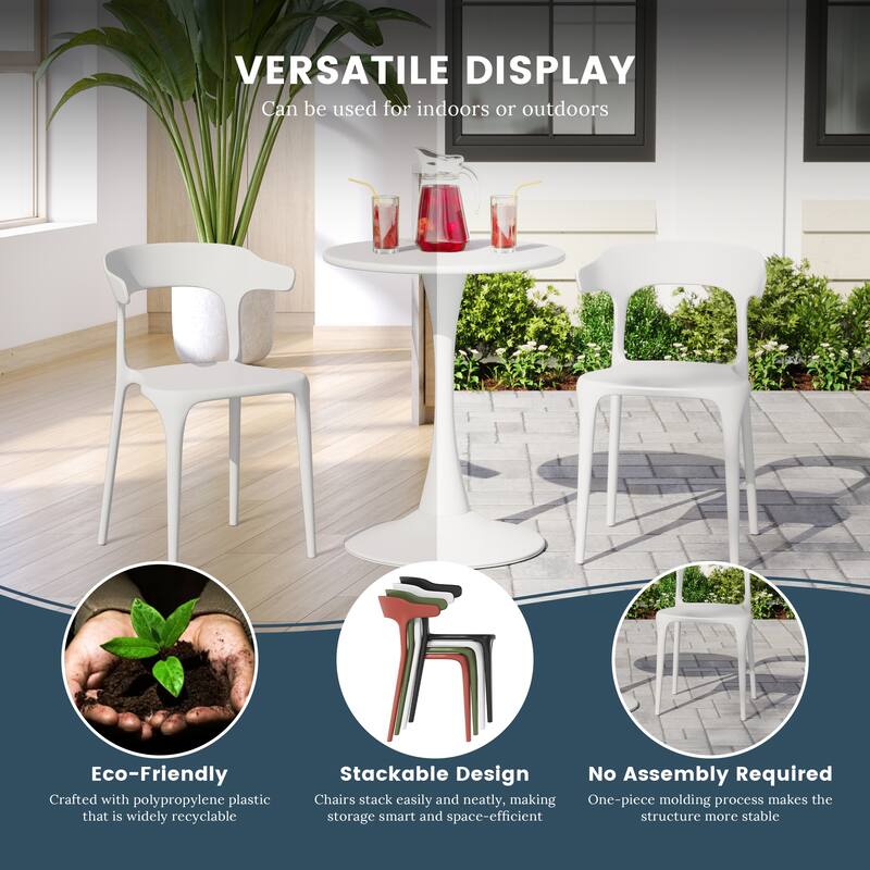 Frond and Form Outdoor Patio Modern Stacking Dining Side Chair (Set of 4)