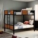 preview thumbnail 2 of 16, Artsy Full over Full bunk bed with safety rail, built-in ladder, Brown