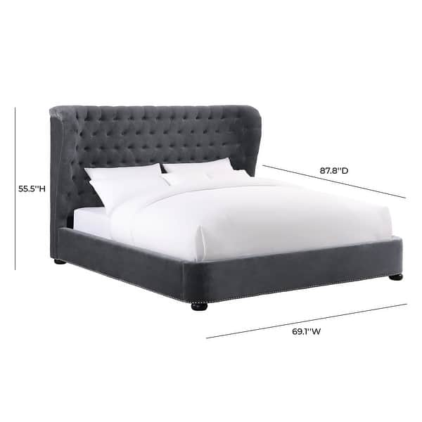 Finley Grey Velvet Tufted Bed Frame Overstock 11642808 Queen