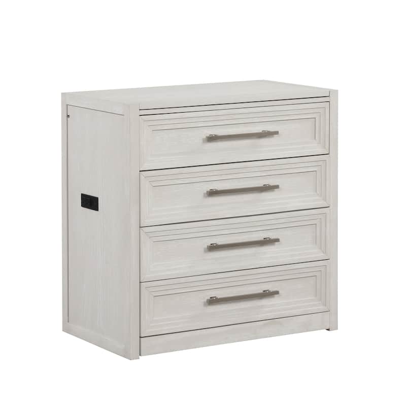 Furniture of America Elettra Modern Wood White Vanity Set with Storage Stool