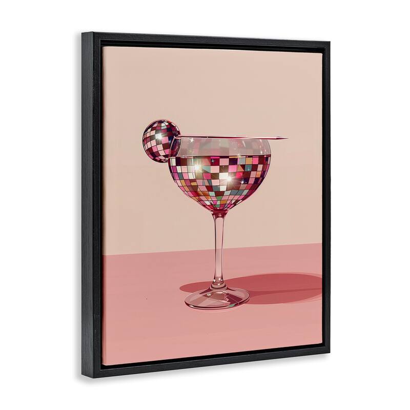 Stupell Rosy Hued Disco Drink Framed Floater Canvas Wall Art Design By Arlington Prints