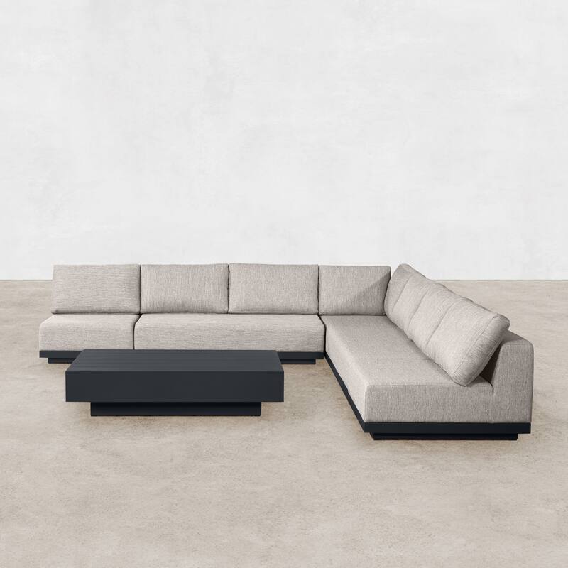 Oslo Aluminum Outdoor Upholstered Sectional Lounge Set- 6-Piece