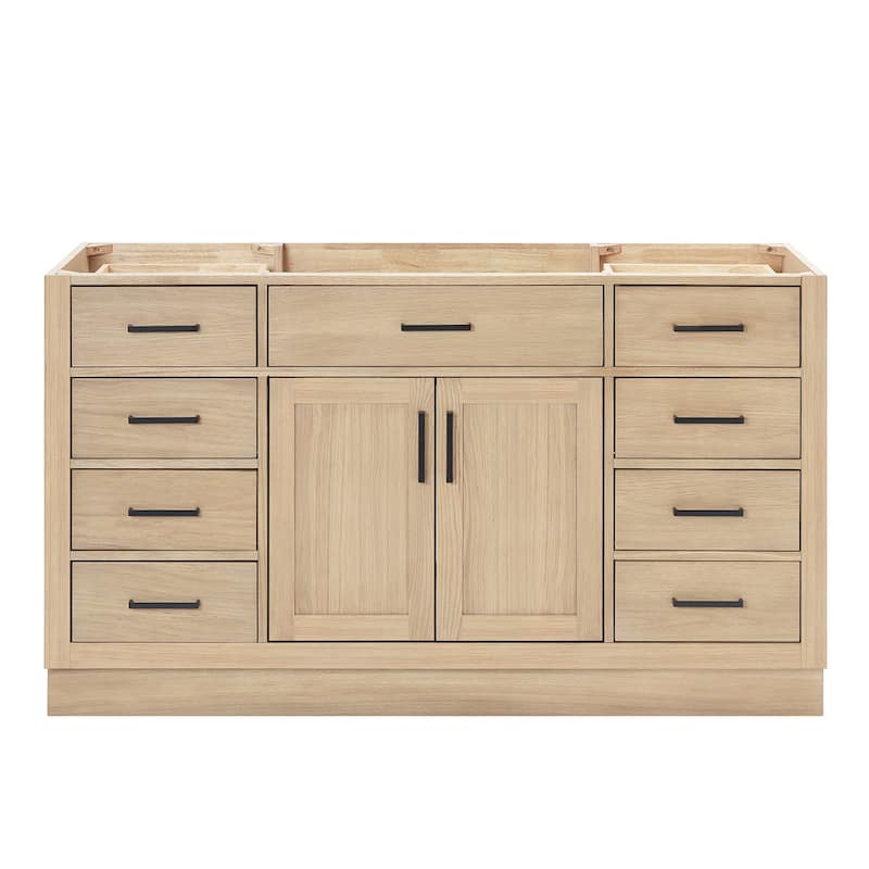 Ariel T060S-BC Hepburn 60" Single Free Standing Vanity Cabinet Only - Oak - Oak Finish