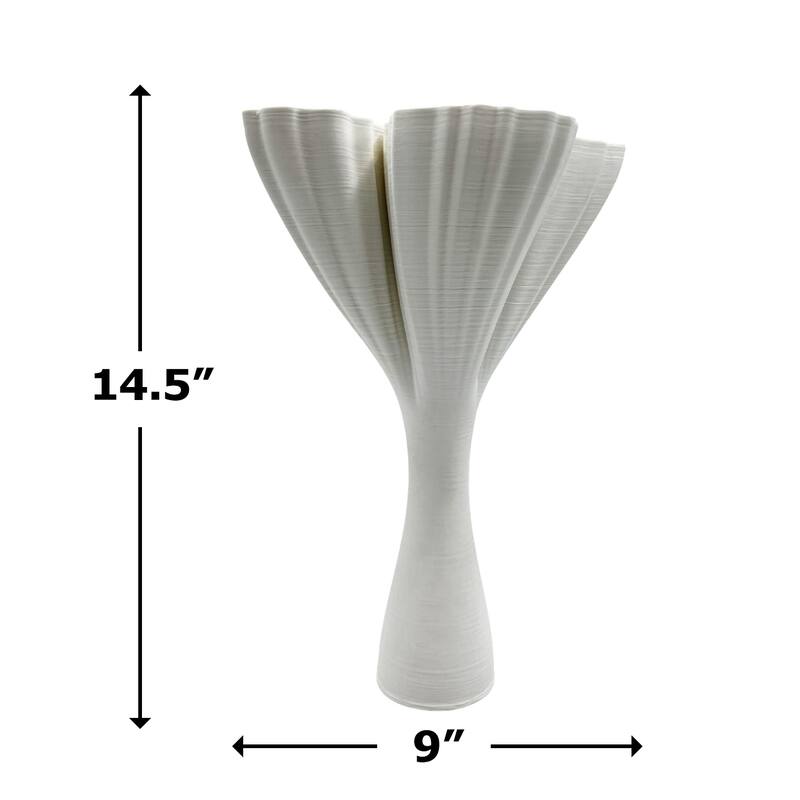 15 Inch Tall White Ceramic Abstract Vase in White