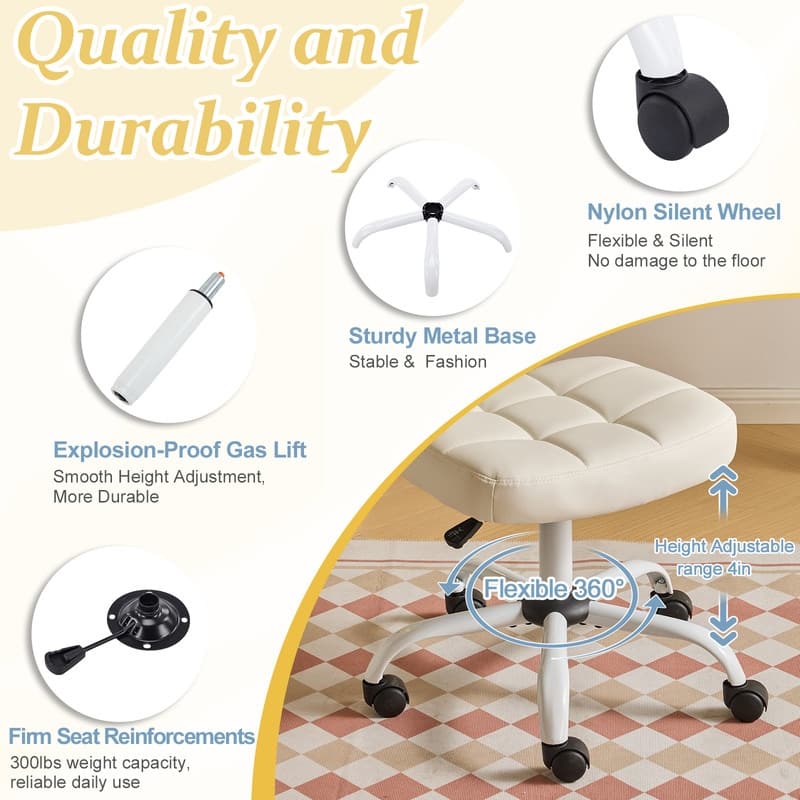 22.1 Inch Upholstered PU Lattice Swivel Office Chair