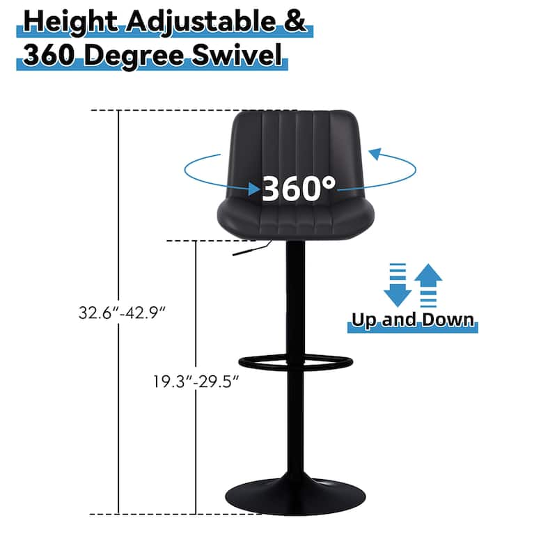 Bar Stool with 360° Swivel - Modern Kitchen & Home Bar Seating，Set of 2