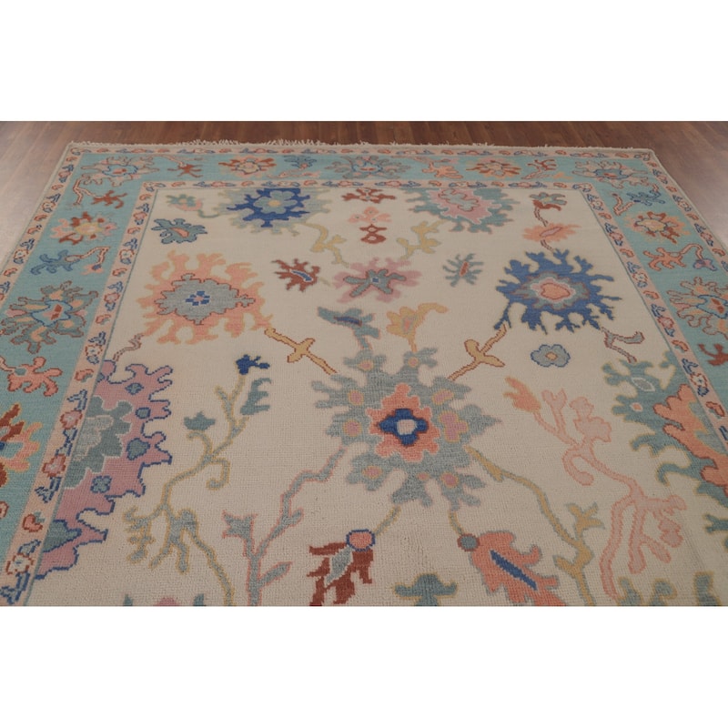 All-Over Oushak Area Rug Hand-Knotted Wool Carpet - 7'11"x 9'10"